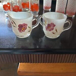 Elegant Floral Glass Creamer and Sugar Set
